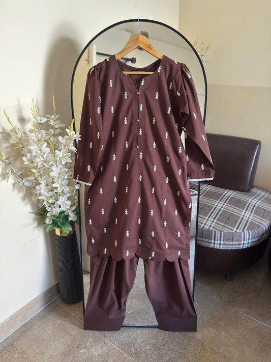 Brown Embroided(2PC)